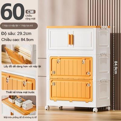 【Rộng 60】Hộp gấp nắp mở, hộp đựng quần áo, nhựa pp chất lượng cao, sức chứa lớn, kín và chống bụi, có bánh xe đa năng