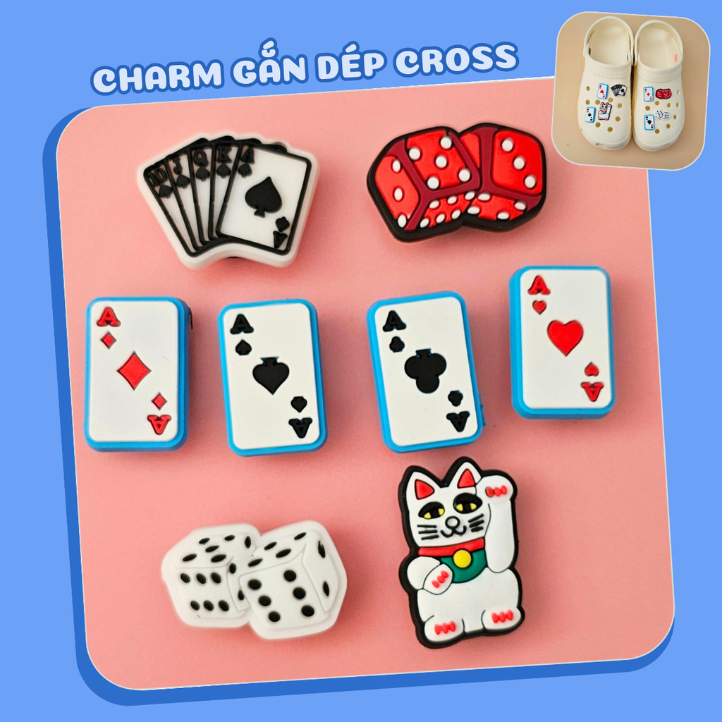 Charm gắn dép cross PVC mềm C127, sticker gắn dép sục đa dạng mẫu