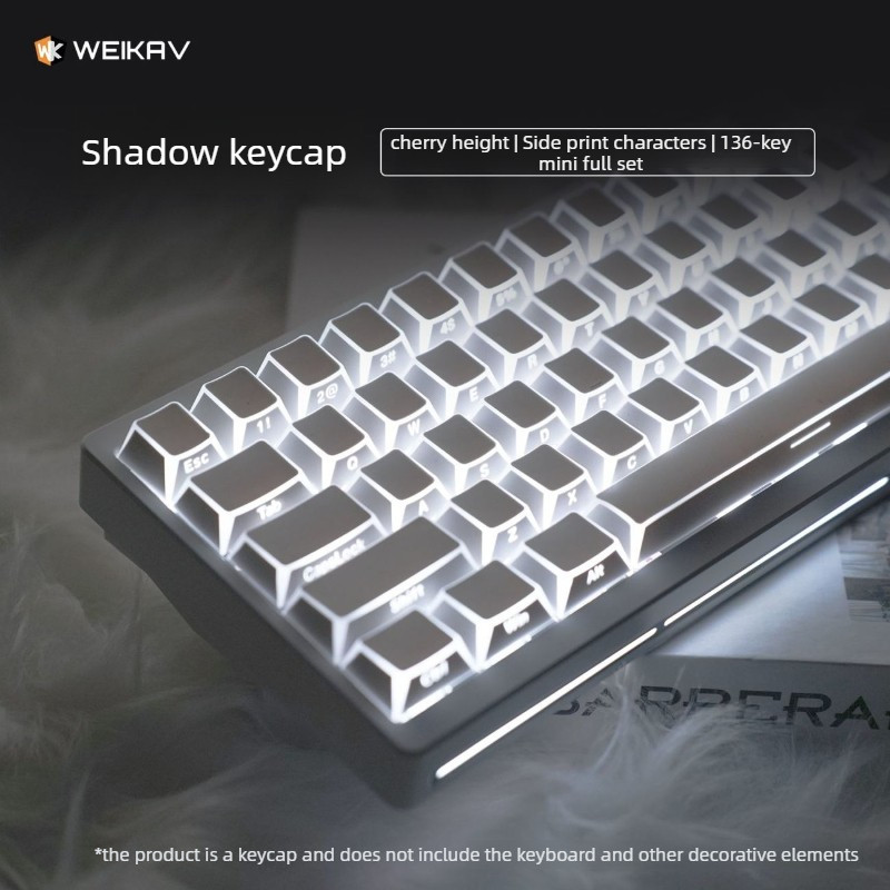 Weikav Folding Shadow Keycaps với cạnh sắc nét, anh đào Profile Side Print Shine Through Keycap cho 