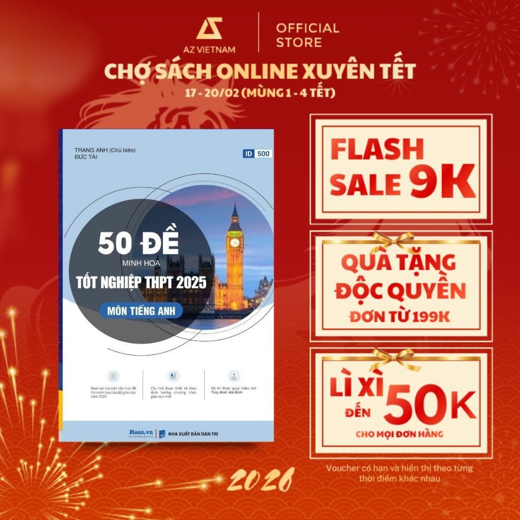 Sách Ôn Thi - 50 Đề Minh Họa Tốt Nghiệp THPT 2025 - Môn Tiếng Anh