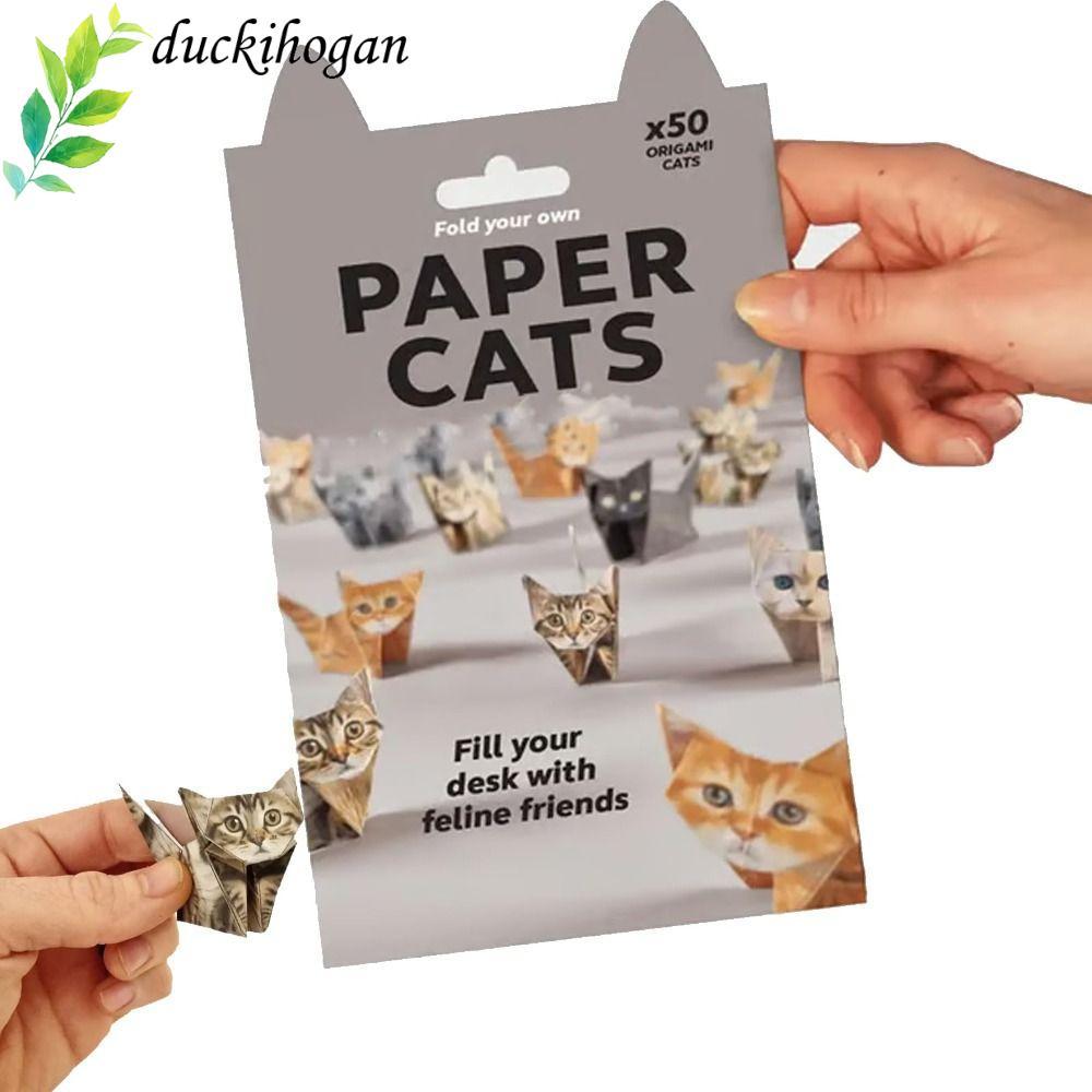 DUCKIHOGAN DIY Paper Cats Kit, Sáng Tạo Trang Trí Bàn Làm Việc Dễ Thương Mèo Con Origami Papercraft 