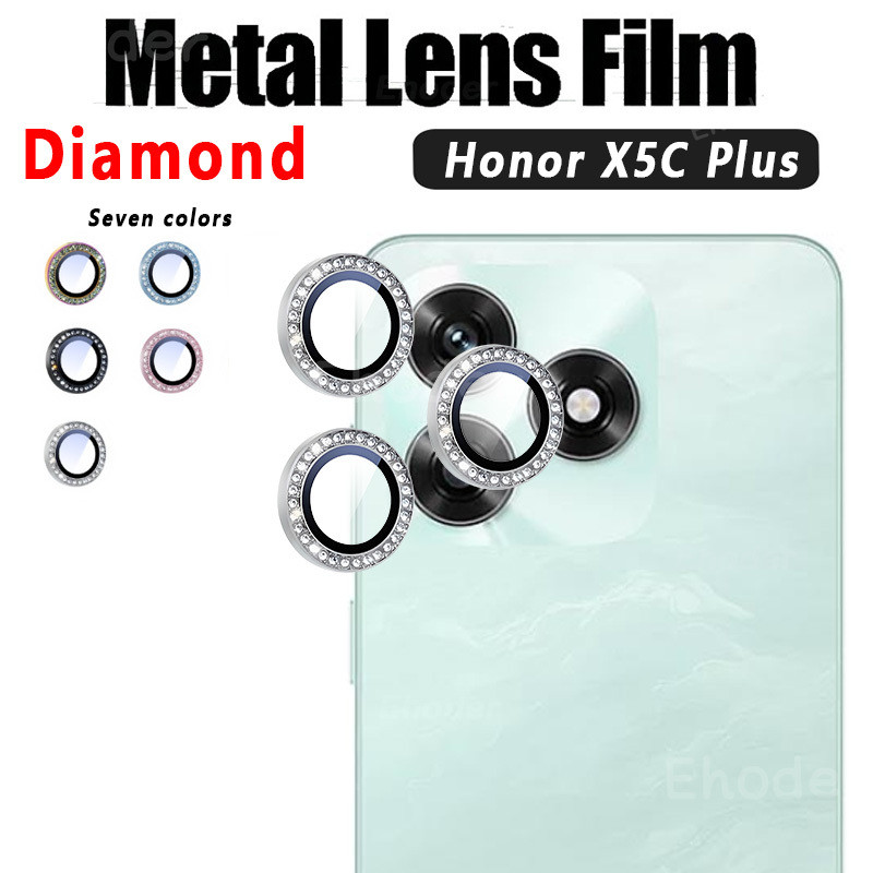 Kim Cương Kim Loại Camera Cho Honor X5C Plus 4G 5G 2026 Kính Cường Lực Bảo Vệ Vòng Cho HonorX5CPlus 