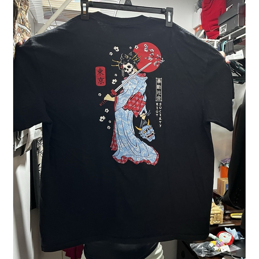 Áo Thun Nam Nữ Phong Cách Nhật Bản Geisha, Họa Tiết In Hình