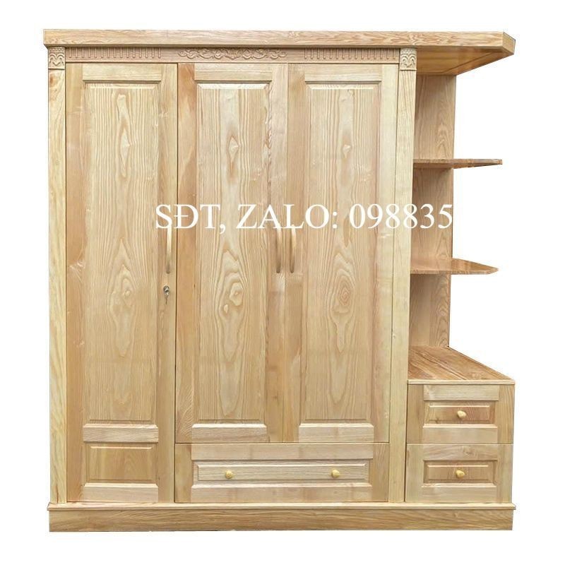 Tủ Quần Áo Gỗ Sồi Có Kệ Trang Trí, Tủ Quần Áo Có Kệ Góc,tủ áo phòng ngủ