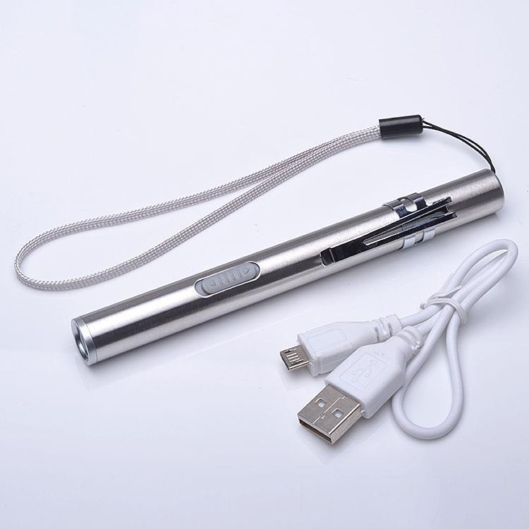 USB USB USB Sạc Mini Đèn Pin Nhỏ Đèn Pin Ngoài Trời Học Sinh Bút Miệng Tai Mũi Kiểm Tra Đèn Pin Thép