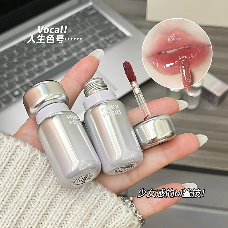 Pinky Pinky Pinky Focus Gương Đẹp Bóng Môi Glaze Gương Bóng Nước Không Dễ Dính Cốc Làm Trắng Da Mặt 