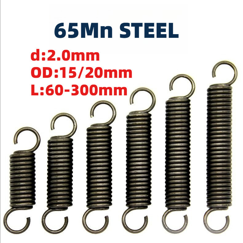 Lò xo căng / lò xo d = 2.0mm, OD15 / 20mm, L = 60 ~ 300mm lò xo căng có móc, áp dụng cho cửa nhà để 