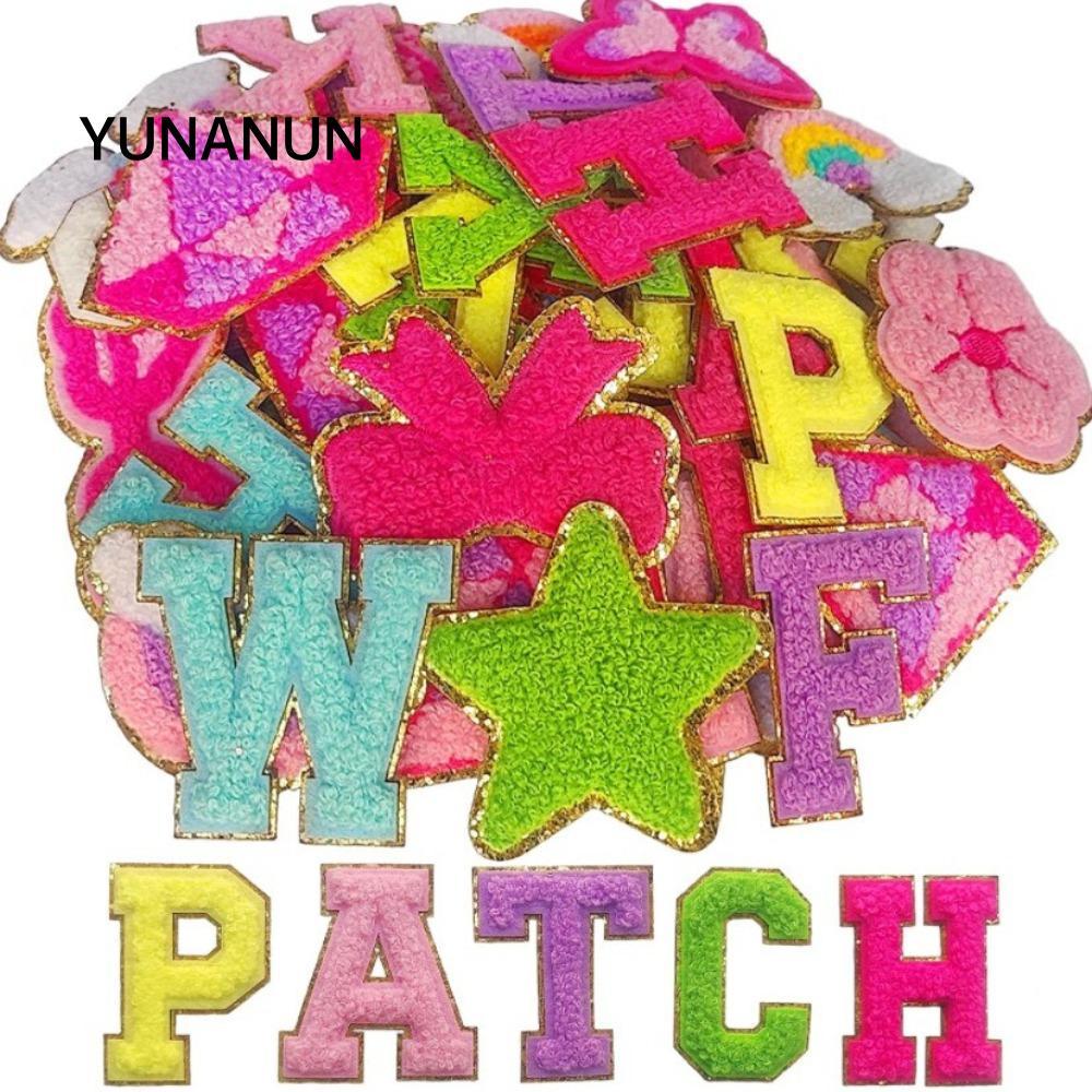 YUNAUN 26 Miếng Dán Vải Dính, Miếng Dán Bảng Chữ Cái Chữ Cái Tiếng Anh Dán Quần Áo, Khăn DIY Màu Thê