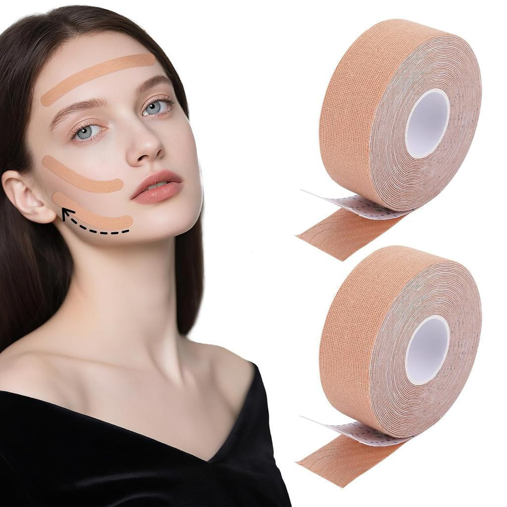 2 Cuộn Băng Nâng Mặt, Gesichtstape Mouthtape Gesicht Băng Nâng Gesicht Mặt Băng gegen Falte Zornesfa