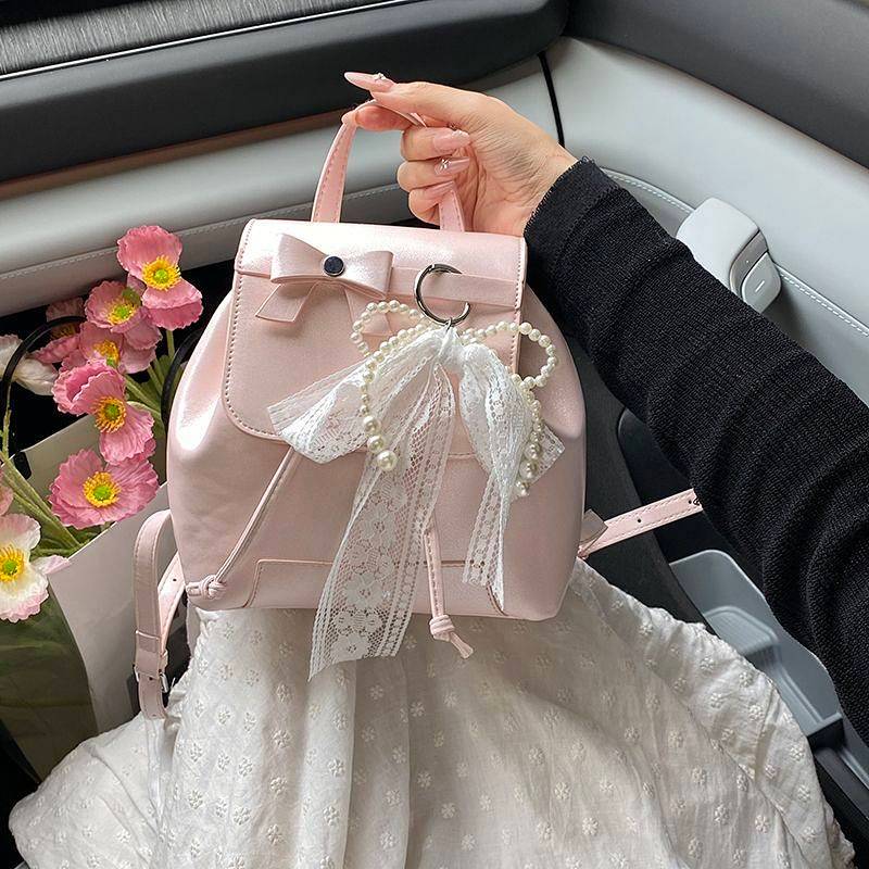Korean Style Backpack All-Match Backpack Cute Pink Bag Western Style Exquisite Backpack ol9E