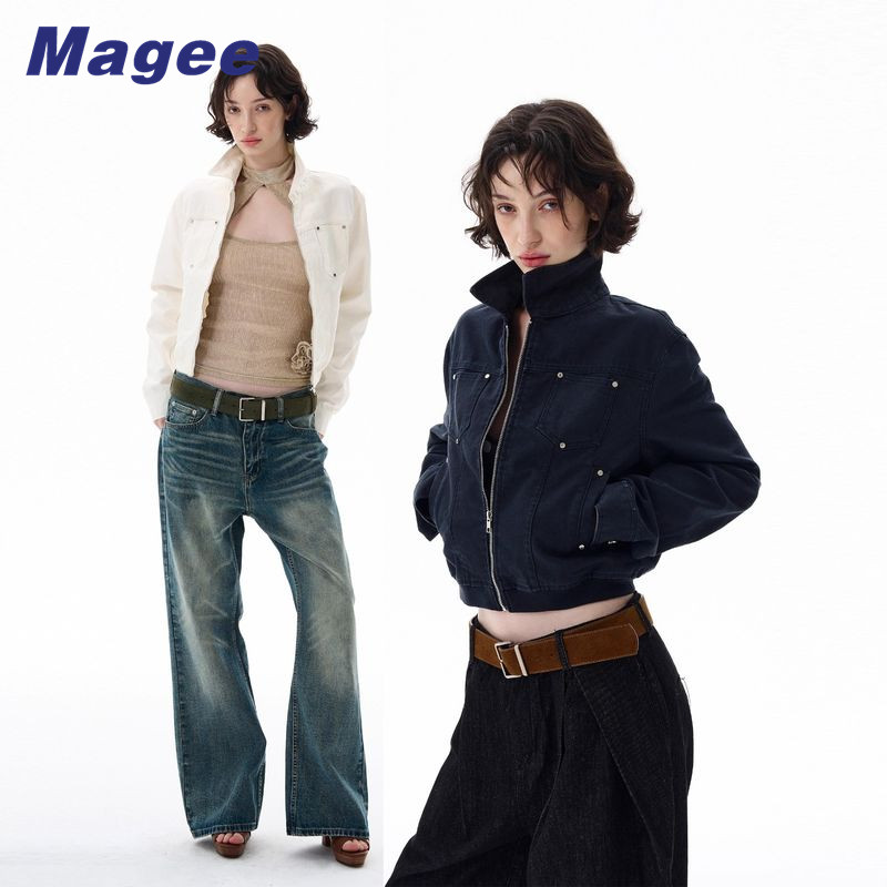 Áo khoác dây kéo cổ cao cổ cao cổ cao đường phố Magee có túi