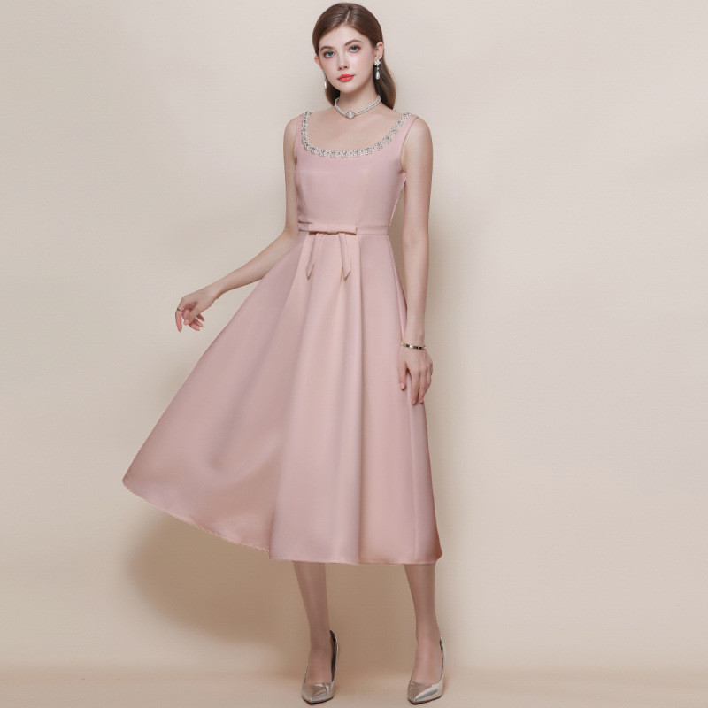 Engagement evening dress for women, new French satin princess dress, bridal wedding light luxury hom