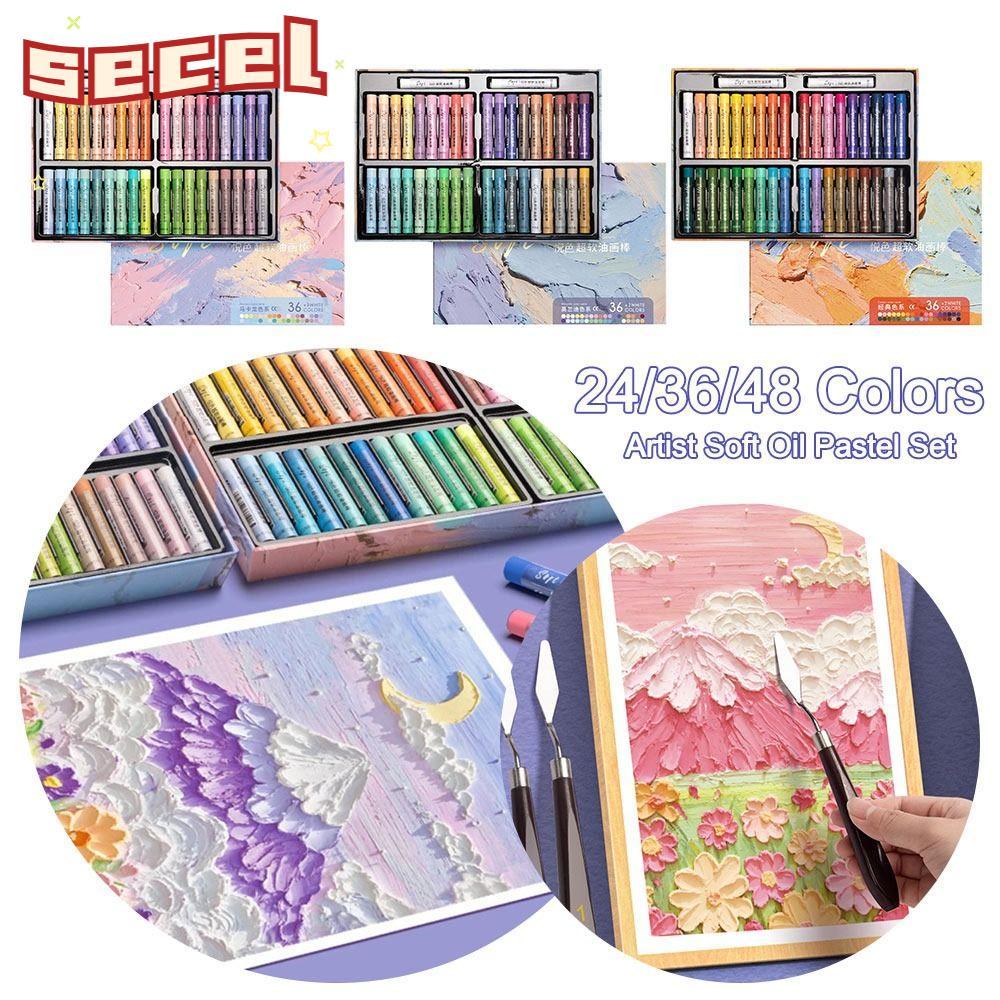 Bút chì vẽ SECEL, Bộ Pastel dầu mềm nghệ sĩ 24 / 36 / 48 màu chuyên nghiệp, Quà tặng An toàn Graffit
