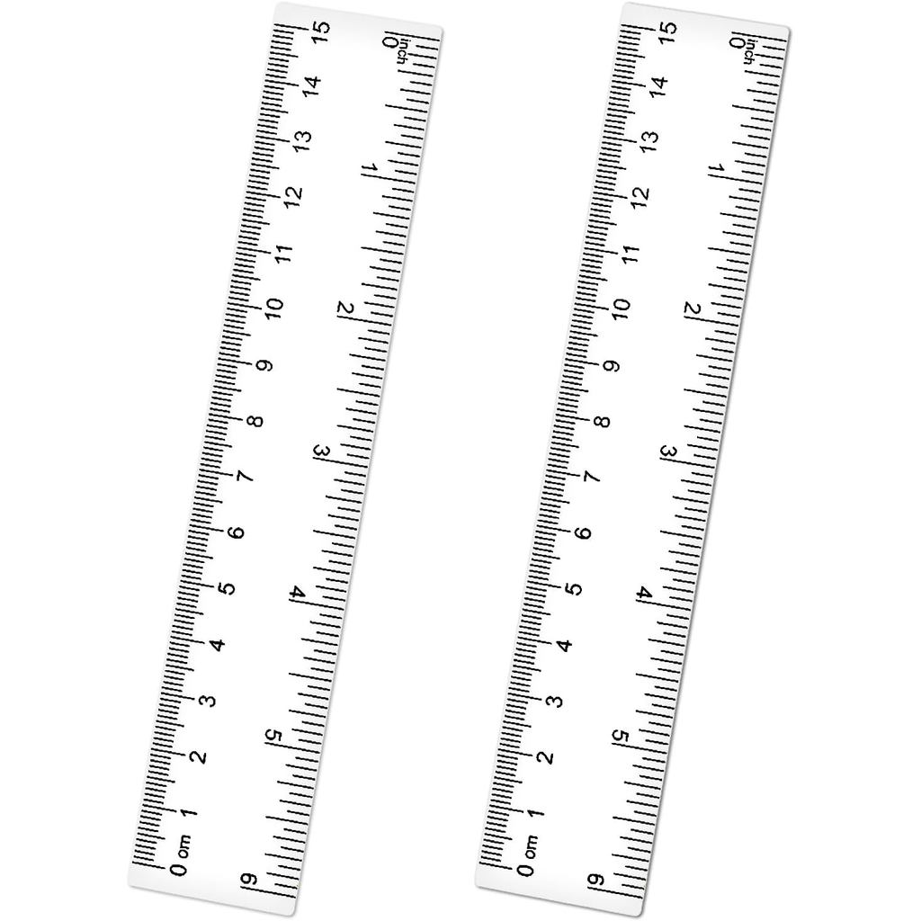 Thinp Bộ 2 Thước Nhựa Trong Suốt 6 Inch, Viền Thẳng, In Inch & Cm, Dụng Cụ Đo Lường Cho Học Sinh Văn