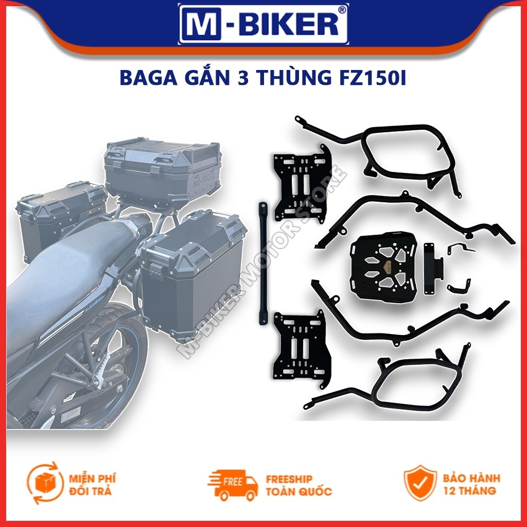 Baga FZ150, Baga sau FZ150, Baga hông FZ150, Baga gắn 3 thùng cho Yamaha FZ150i | M-Biker
