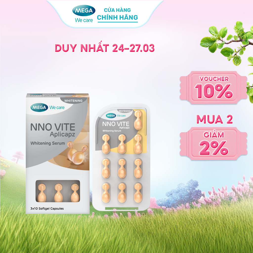 Serum dưỡng trắng da, mờ đốm nâu, đều màu da - NNO VITE Mega We Care (30 viên)