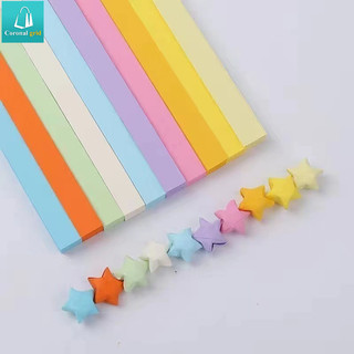 Bộ gồm 540 mảnh giấy hình ngôi sao may mắn tự làm, kích thước 24cm, nhiều màu sắc khác nhau.