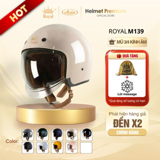 Mũ Bảo Hiểm 3/4 Royal M139 Kính Âm, Nón Bảo Hiểm Chống Nắng Cho Nam Nữ Màu Sữa, Bảo Hành 12 Tháng