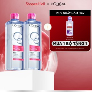 Bộ 2 nước tẩy trang dưỡng ẩm mượt da 3in1 L'Oreal Paris Micellar Water 400ml