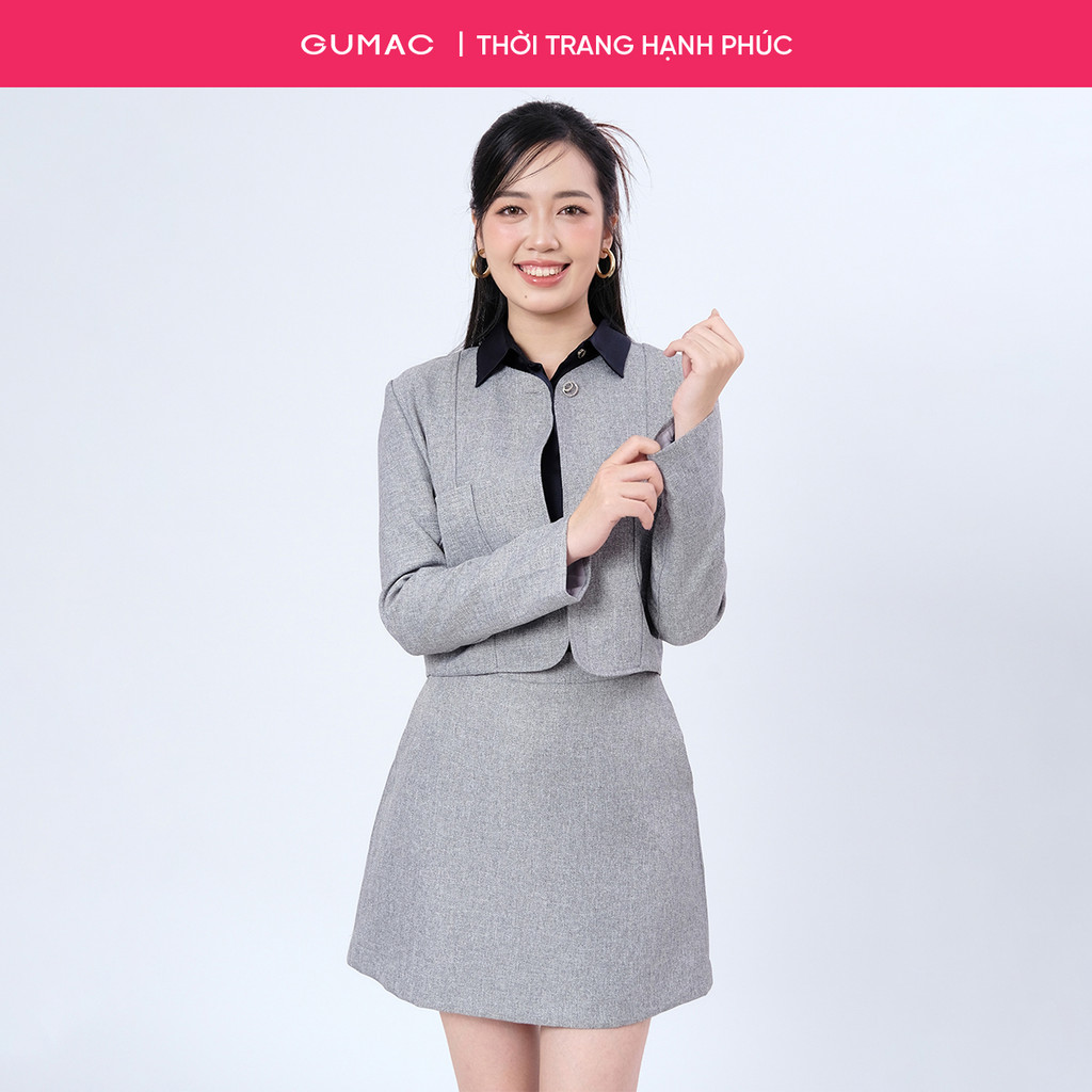Set lẻ Áo khoác lửng tay dài thời trang GUMAC LOWF1205 - Chân váy A mini thời trang GUMAC LVF1207