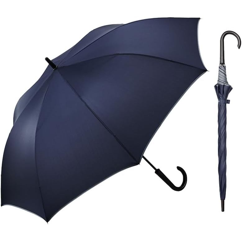 【■】Direct from Japan-Waterfront Long Umbrella Umbrella "Soft Jump" Piping Dark Navy 65cm Large but s