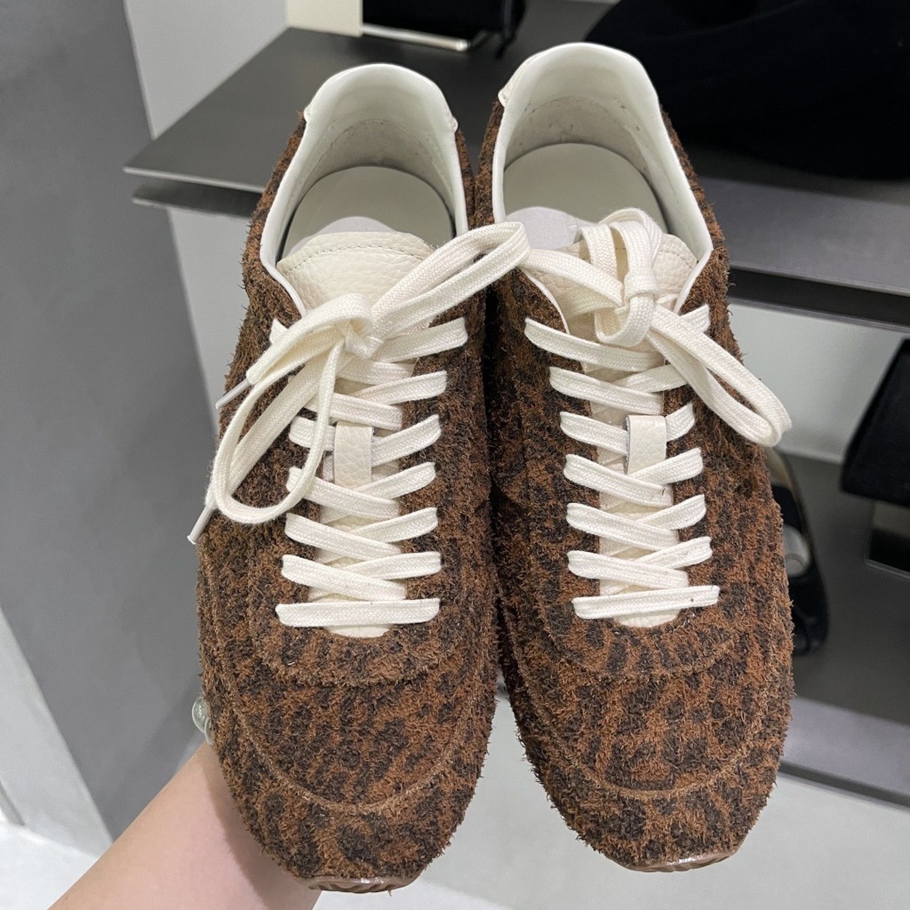 Cowhide Version~New design leopard print casual shoes, sneakers, lace-up genuine leather retro Forre