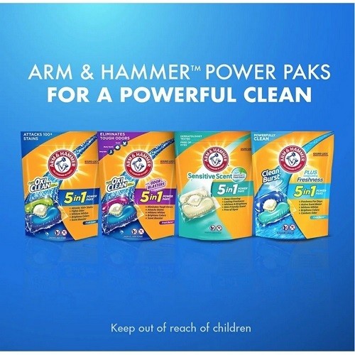 Gói 42 Viên Nước Giặt 5 trong 1 Arm & Hammer Plus Oxi Clean Concentrated Laundry Detergent 42 Little