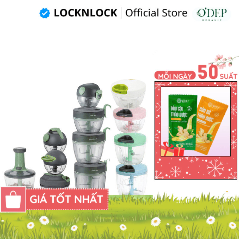 Máy xay tỏi ớt mini cầm tay LocknLock CKS308PIK CKS309GRN CKS321GRN lưỡi xay bén dễ vệ sinh - CHEAP 