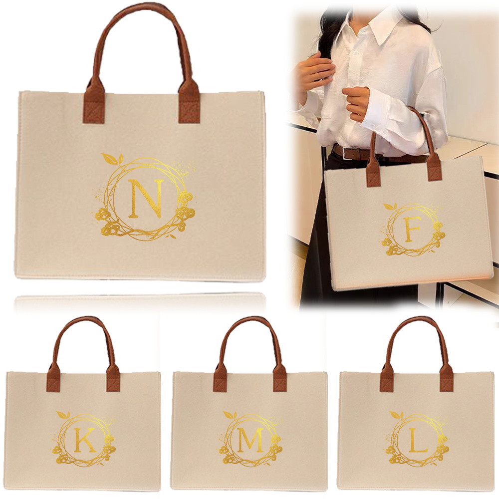 Thickened Large capacity In stock Exquisite print 【Lowest price】 Commuter shopping bag Felt tote bag