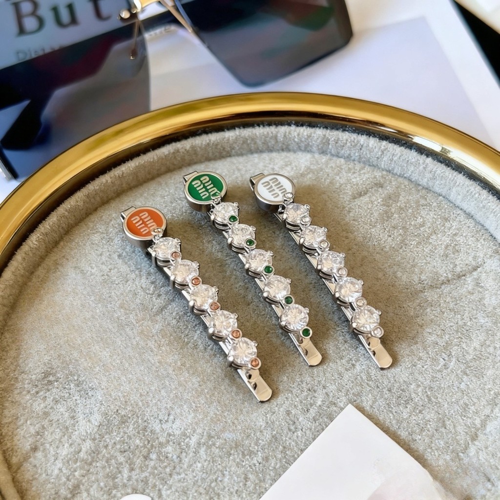 Spot Goods#New min Miss Zircon High Version Hair Clip Oil Drop Enamel Side Clip Light Luxury Style H