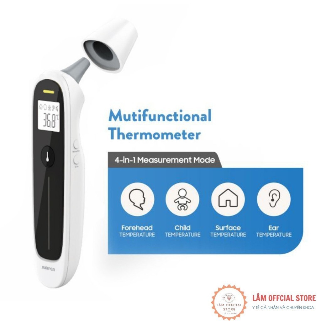 Nhiệt kế điện tử, nhiệt kế hồng ngoại đo trán và tai JUMPER JPD-FR302 không tiếp xúc BH 2 năm - Dr H