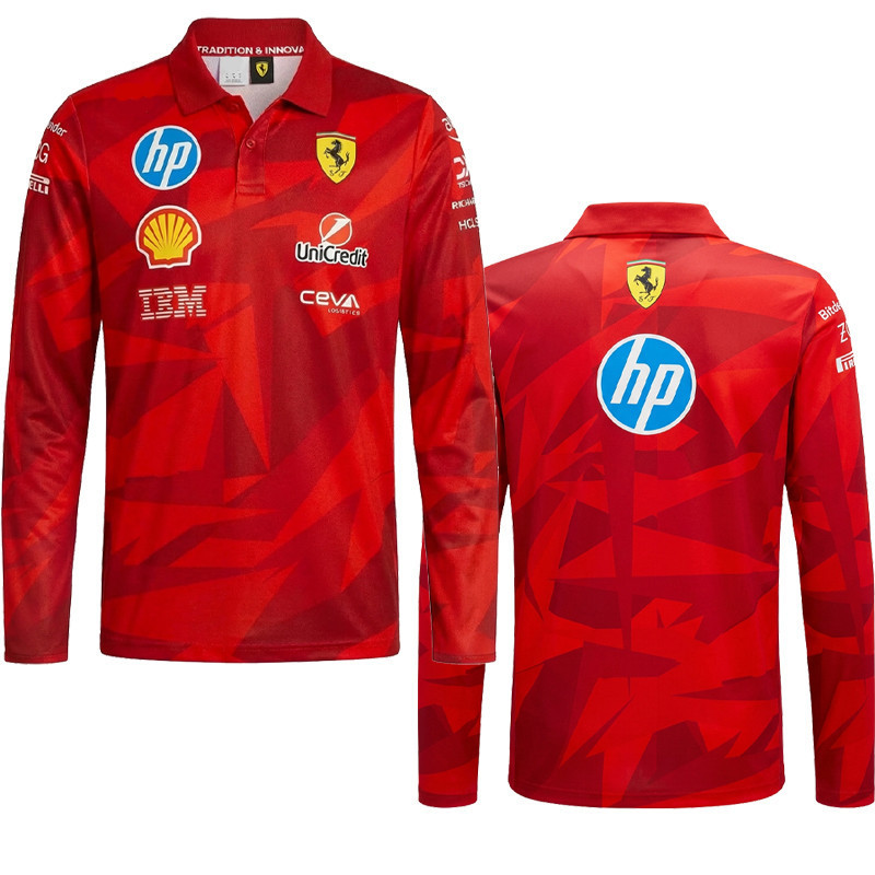 Áo Đua Jersey Áo Dài Tay Ferrari F1 + Hạm Đội Mùa Thu + Nam Nữ F1 Đua Xe