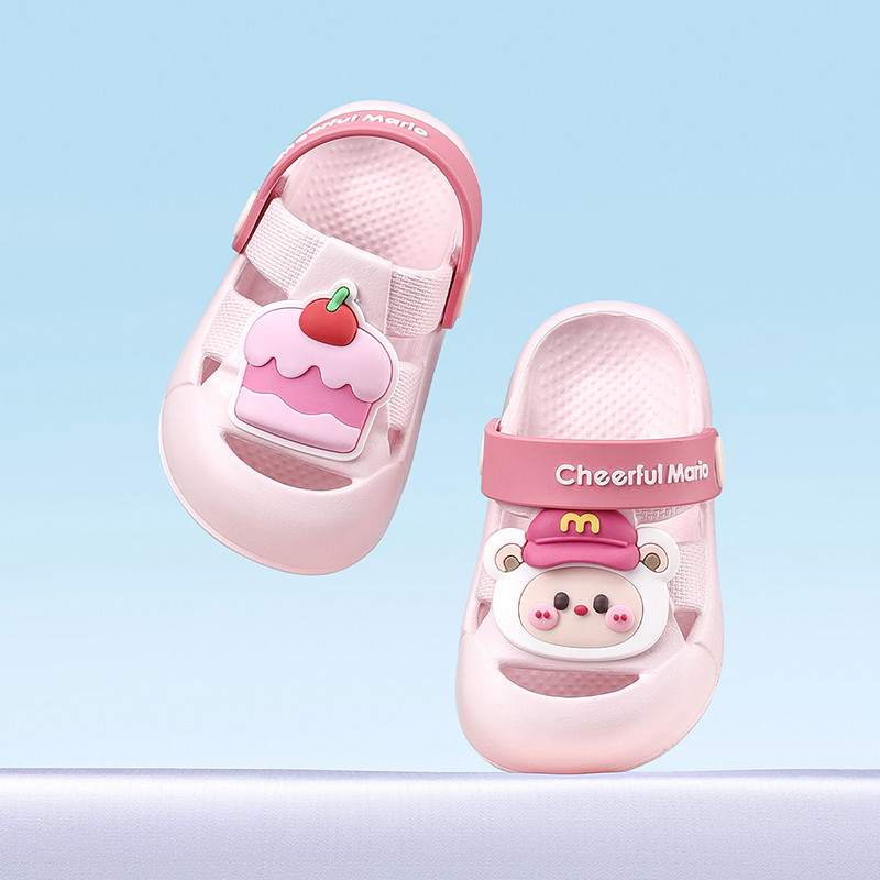 Cheerful Mario dép cross Bánh Hồng Máy Bay Cho Bé gái dép sục Mềm Mại Đầu Tiên Xăng đan Trẻ Em Dép Thời Trang