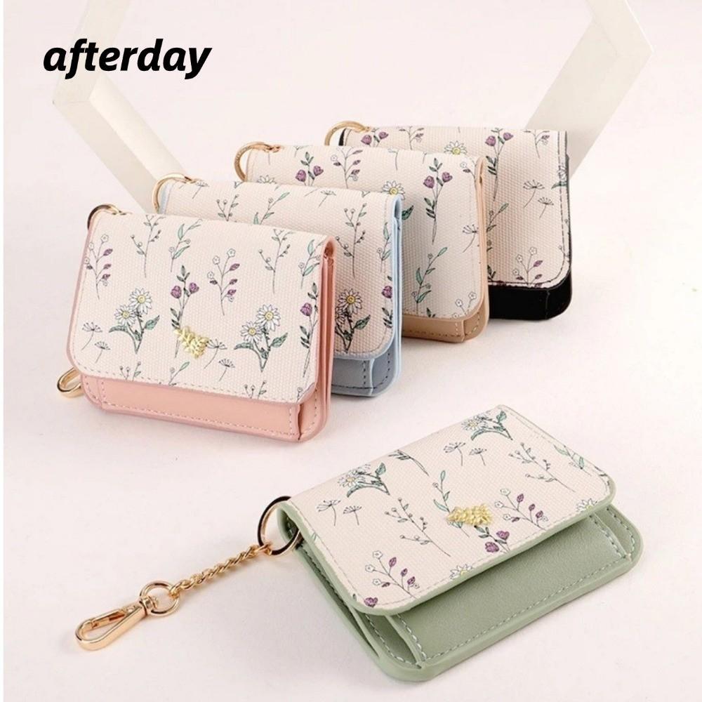 AFTERDAY568 Túi đựng thẻ hoa, Móc khóa túi đựng thẻ di động Mini, Du lịch nhẹ siêu mỏng bằng da PU V