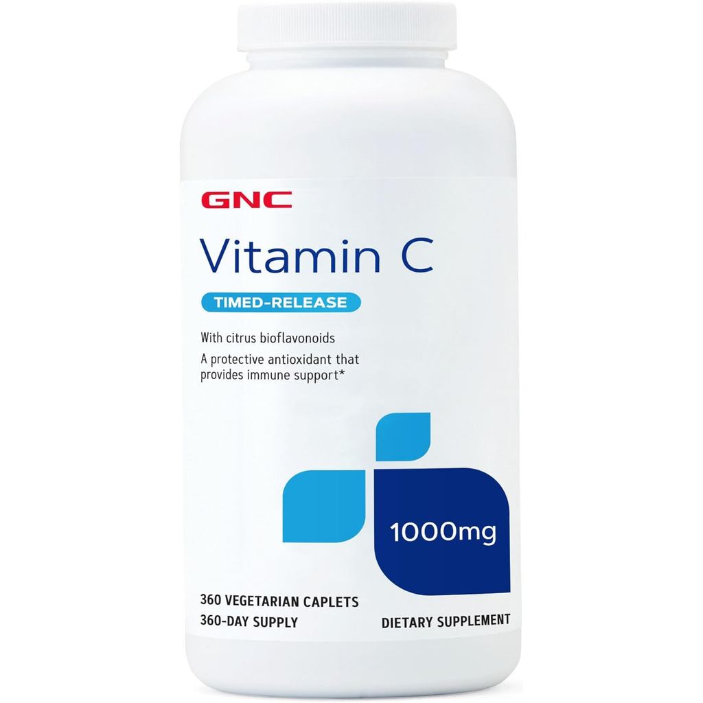 GNC Vitamin C 1000mg bổ sung, Phát hành theo thời gian, Cung cấp cổng miễn dịch, 360 khẩu phần