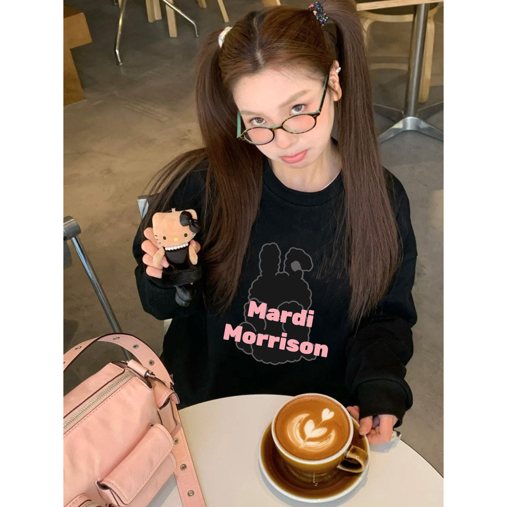 Áo nỉ cổ tròn dáng rộng hình thỏ Morrison dành cho nữ