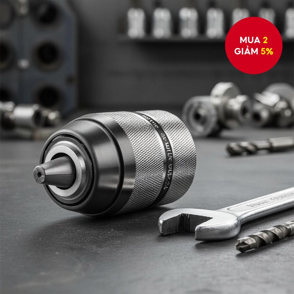 Đầu khoan 0.8-10mm ren 3/8-24UNF, tự siết, phù hợp nhiều loại máy khoan tay.