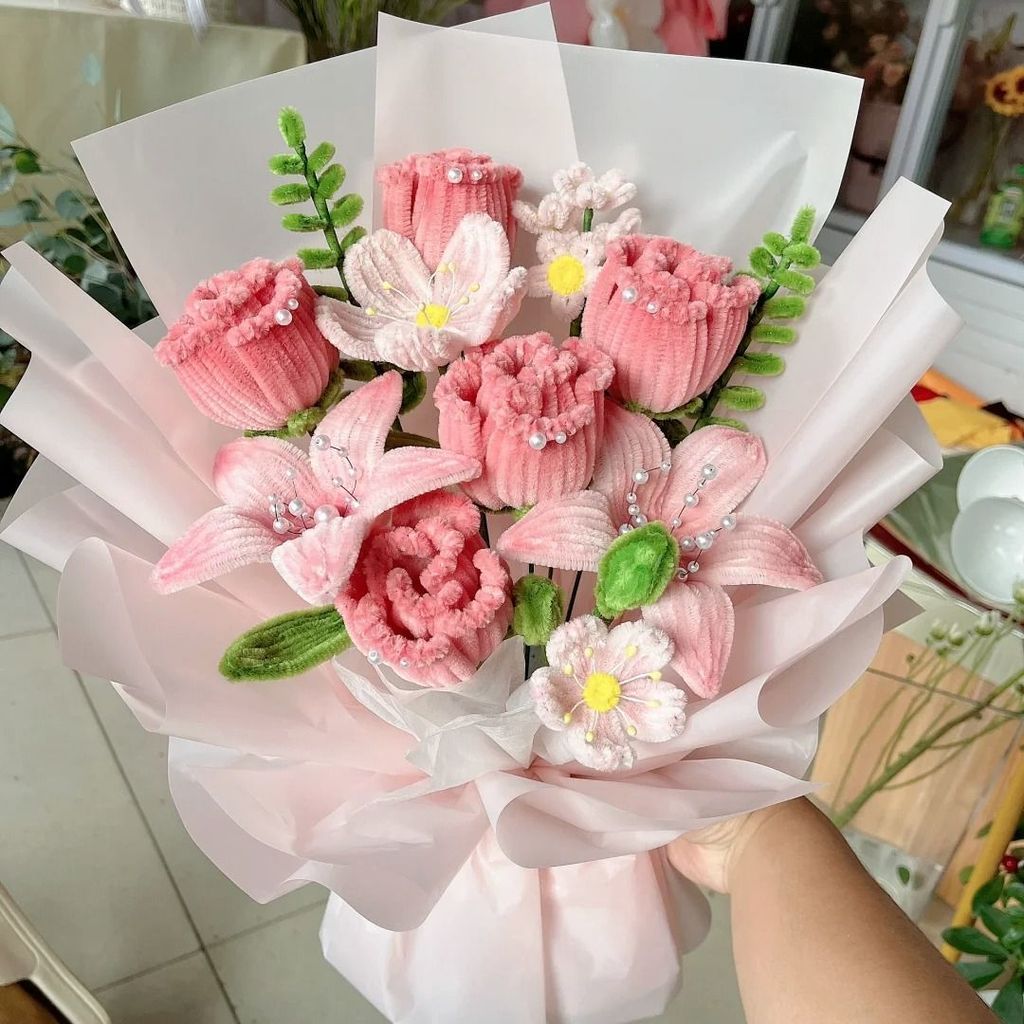 Spot Goods#3.8 Women's Day Twisting Stick diy Handmade Gift Rose Bouquet Material Kit Tulip for Girl