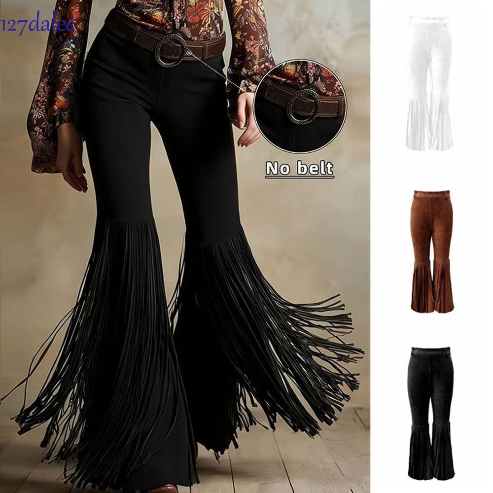 Quần Tua Rua Da Lộn Retro Cao Cấp, Style Vintage Boho, Thích Hợp Dạo Phố