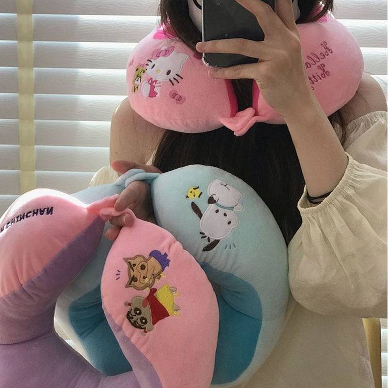 Cartoon Cute Cat U-Shape Pillow Neck Pillow Travel Vehicle-Mounted Aircraft High-Speed Rail Neck Pil