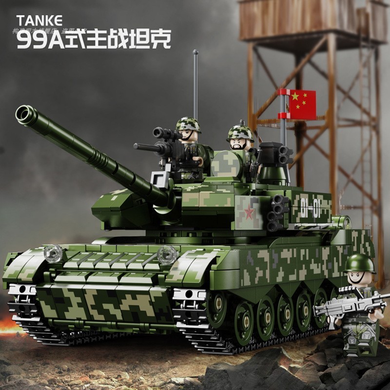 Tương thích với Lego Retro Thế Chiến II Tiger Type T34 Hạng Nặng Chiến Tranh Chính Xe Tăng Chiến Đấu