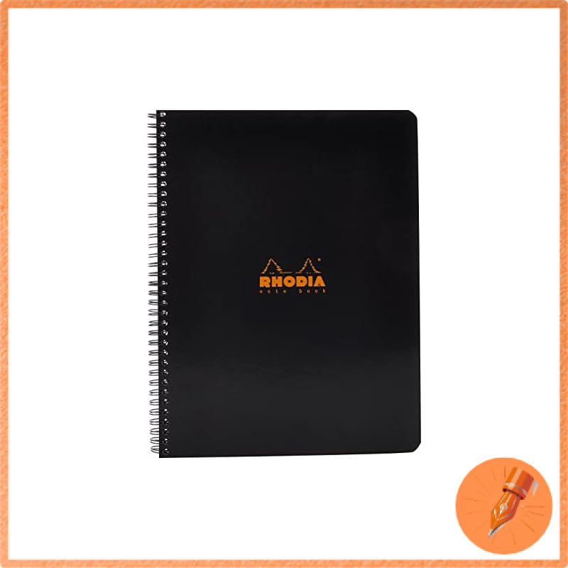 Rhodia Double Ring Notebook A4 Classic 160 Pages 5mm Grid with Perforated Pages Black cf193009