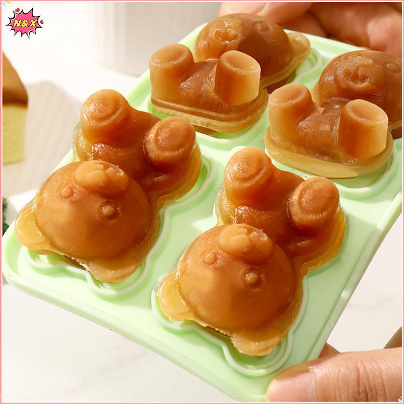 N & X 3D Bear Ice Cube Mold Bear Ice Cube Tray, Máy làm bóng đá silicon dễ dàng tháo rời, Khay đựng 