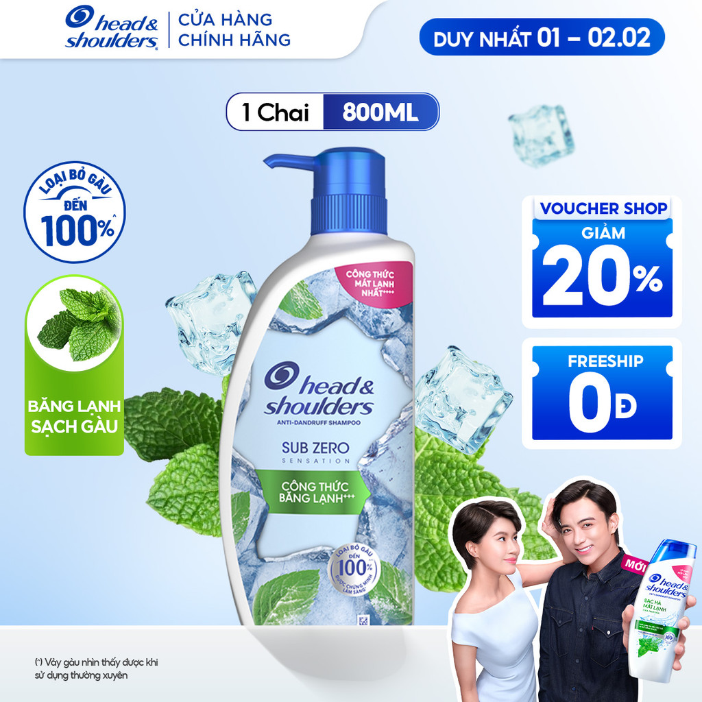 [SALE ĐẦU NĂM 1-2.2]  Dầu Gội HEAD & SHOULDERS Sub-Zero Băng Lạnh Sạch Gàu Chai 800ML