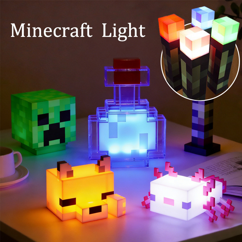 Đèn ngủ Led Minecraft Đèn pin sáng tạo Creeper Axolotl Trang trí phòng ngủ Đèn ngủ