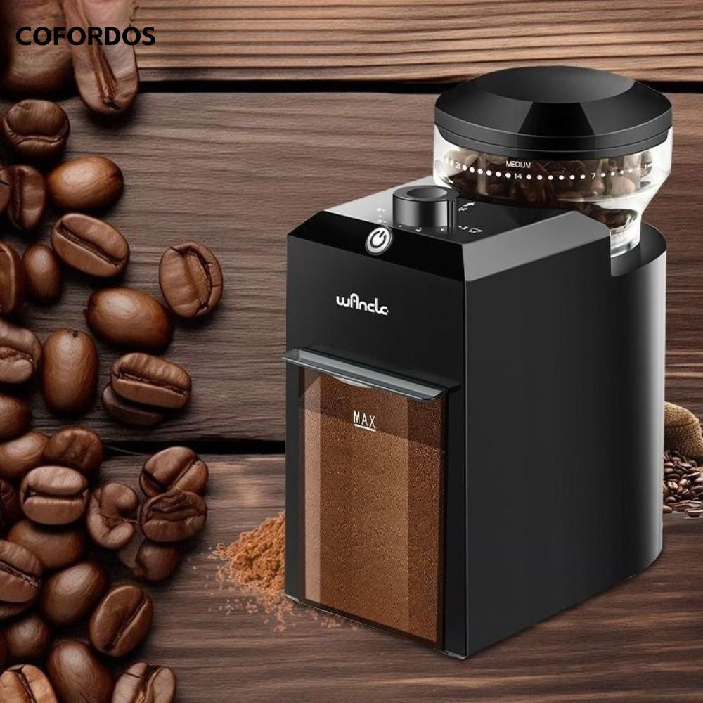 Máy Xay Cà Phê COFORDOS Burr Mill, Máy Xay Cà Phê Điện Đa Năng, Màu Đen Tự Động 28 Bánh Răng Có Thể Điều Chỉnh Dễ Dàng Làm Sạch Máy Cà Phê Mocha Ý