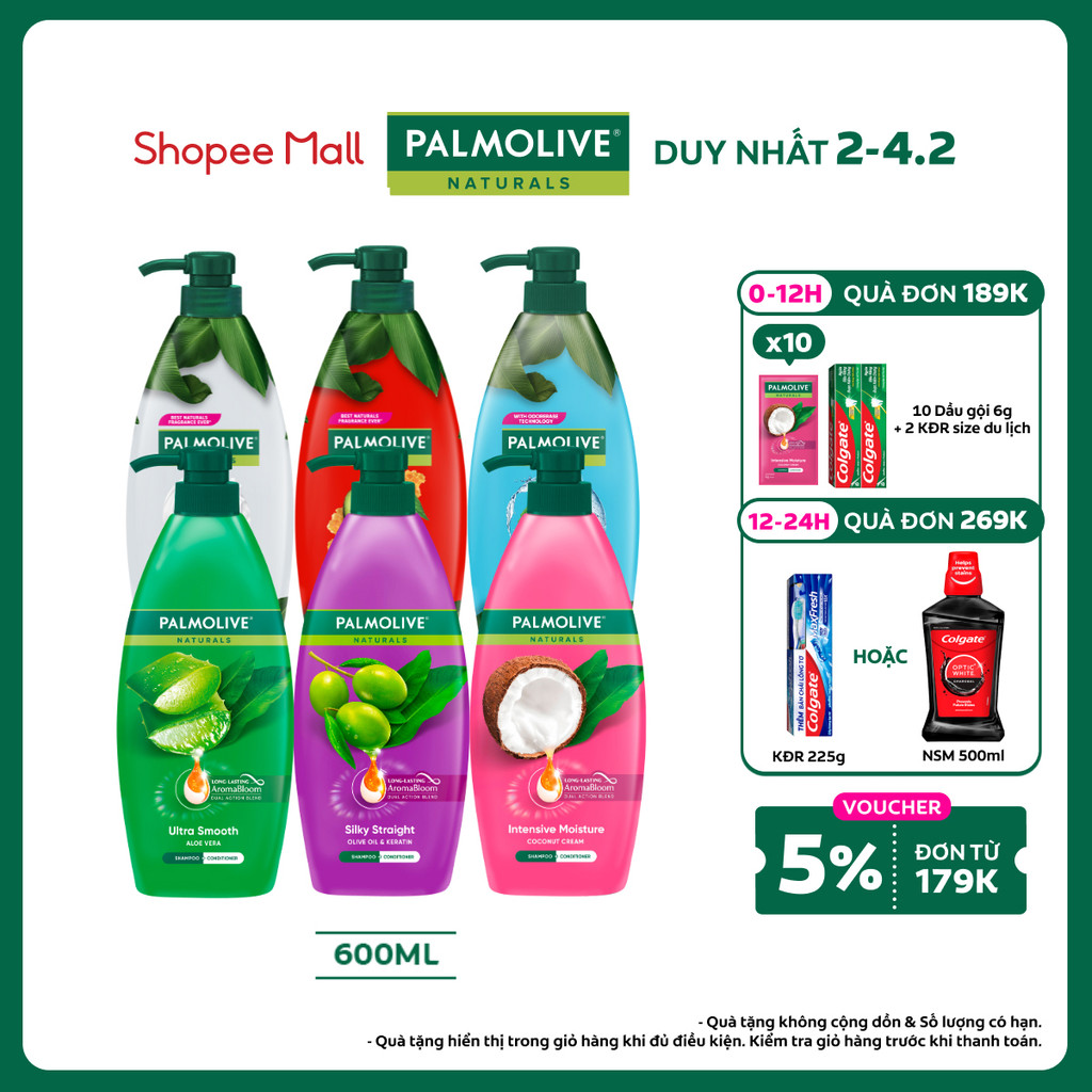Dầu gội Palmolive kèm xả 2-trong-1 chiết xuất thiên nhiên 600ML