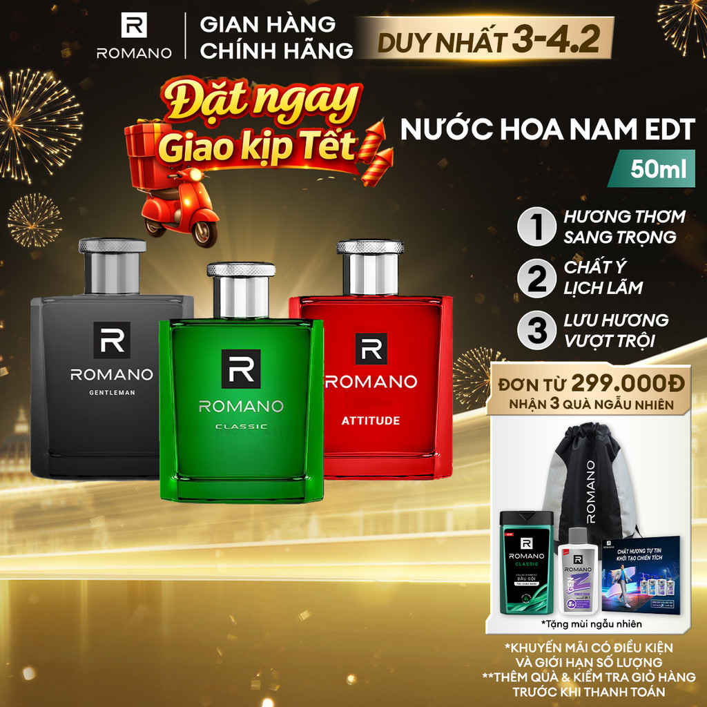 Nước hoa nam Romano EDT Attitude / Classic / Gentlemen 50ml