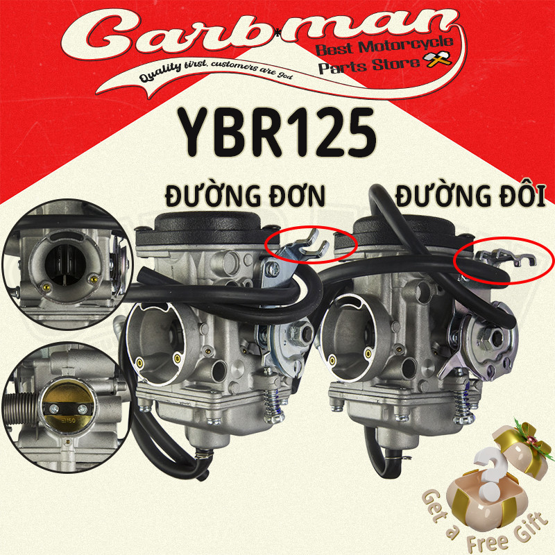 Bộ chế hòa khí xe máy YBR125 125CC Hệ thống nhiên liệu Moto Phụ tùng cho động cơ YAMAHA YJM125 YB125