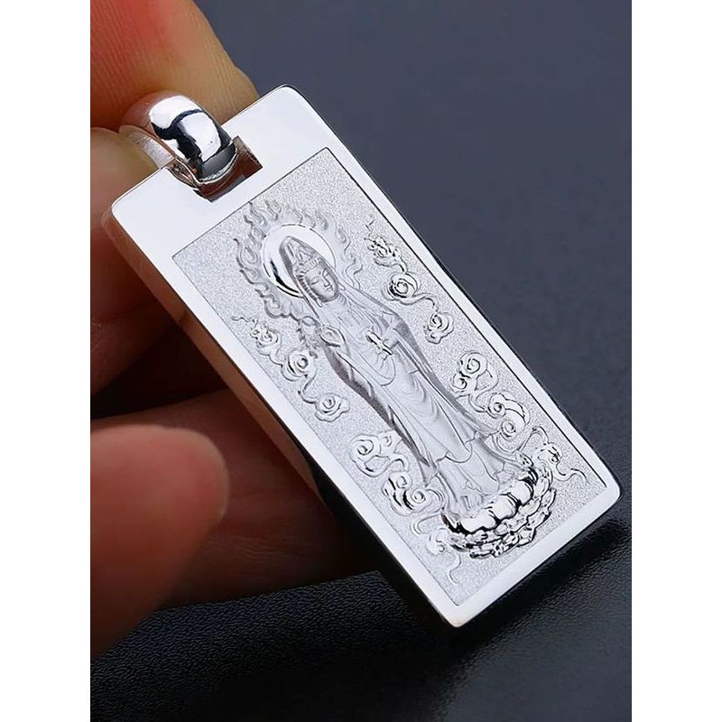 999 Mặt Dây Chuyền Bạc Nguyên Chất Nanwu Guanyin Bodhisattva Bùa Hộ Mệnh Mặt Dây Chuyền Nam Sáu Xương Bạc Sterling Thẻ Quà Tặng Vòng Cổ Nữ Trang Sức Bạc 2624LYJ